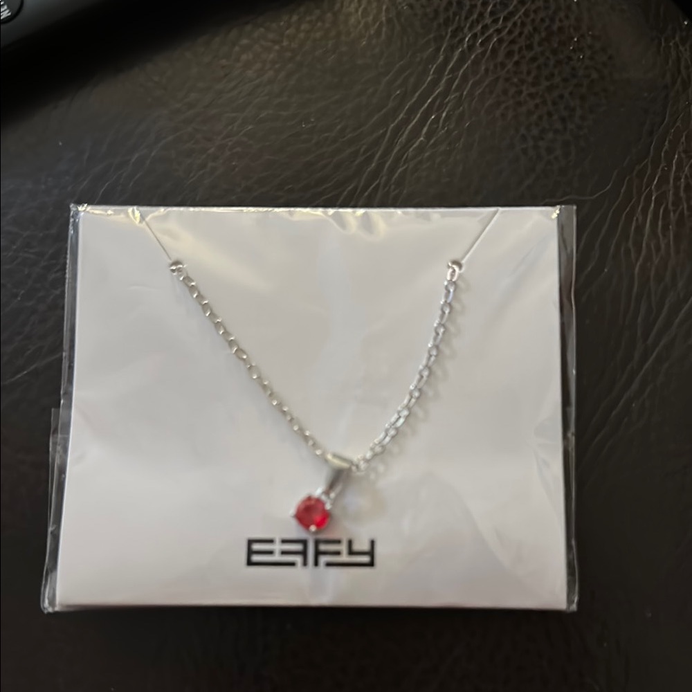 Silver Necklace with Red Gemstone